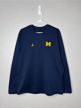 Nike Jordan x Michigan Wolverines Team Issued Long Sleeve Performance Shirt Nav